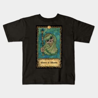 Queen Of Wands. Eternal Bones Tarot (Colorful) design. Kids T-Shirt